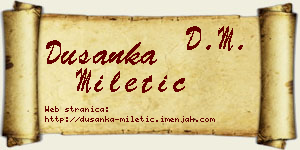 Dušanka Miletić vizit kartica